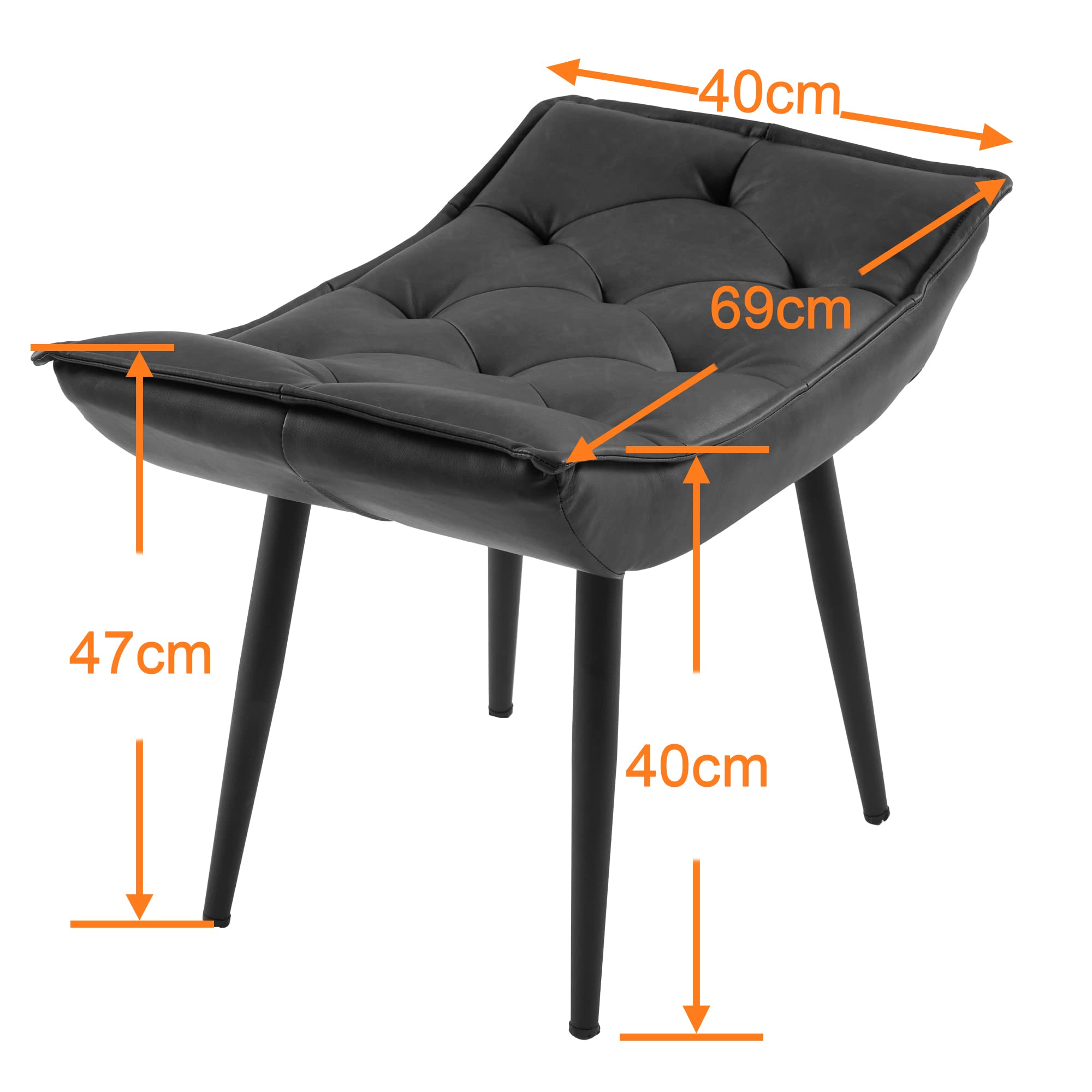 M MCombo 4778-2 - Taburete con patas de metal, diseño de otomano, color gris oscuro