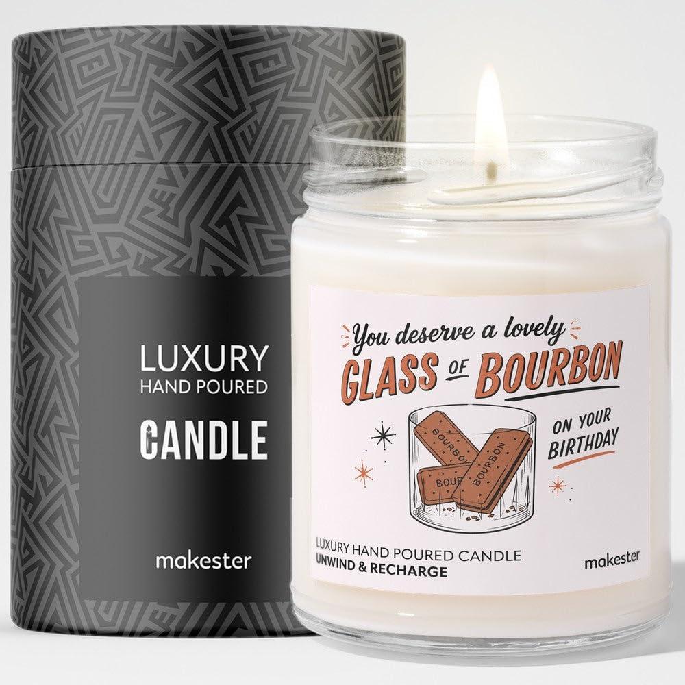 Birthday Gift for Bourbon Lover - Luxury Soy Wax Candle - Vanilla, Jasmine, Sugared Almond - Makester — image 1