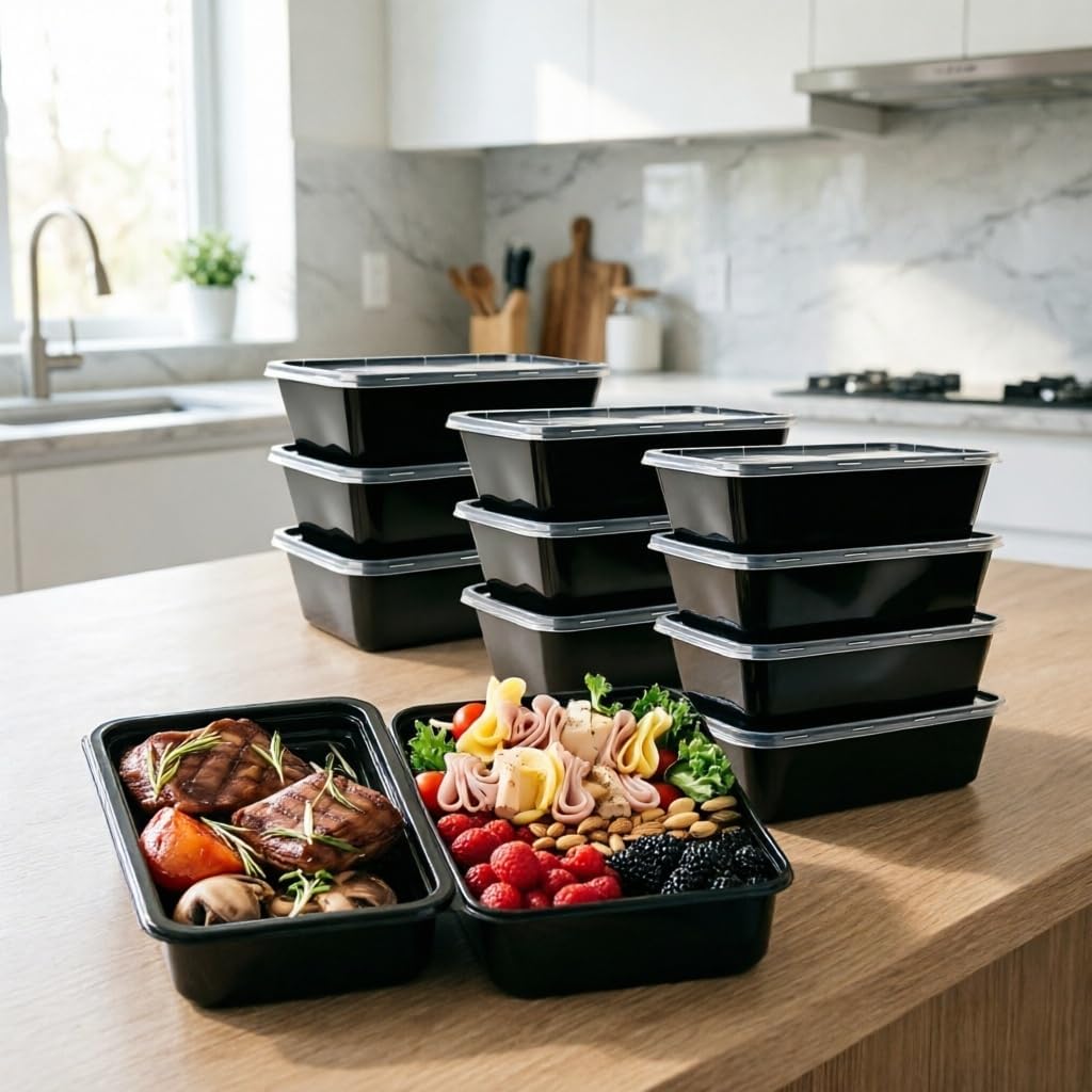 Leak-Proof | Meal Prep, 10pcs Leak-Proof Meal Prep Containers |Reusable, Stackable Food-Grade Plastic | Ideal for On-the-Go Freshness