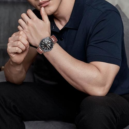 Miniatura 7 de OTOPO Correa de repuesto para Galaxy Watch 3 de 1.772 in/Galaxy Watch de 1.811 in, correa de repuesto de cuero de liberación rápida de 0.86 pulgadas