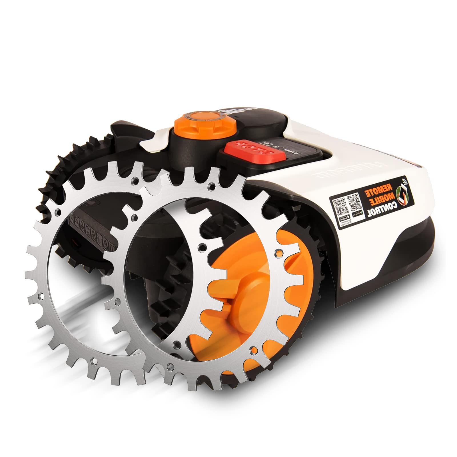 2 Puntas de Acero Inoxidable de para el Modelo Worx S/M, 12 Tornillos de Acero Inoxidable para potenciador de tracción, Rueda de Robot cortacésped tamaño 205 mm