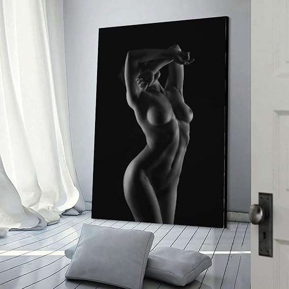 Black Woman Art, Nude Body Painting - Canvas Wall Art for Living Room & Bedroom Decor