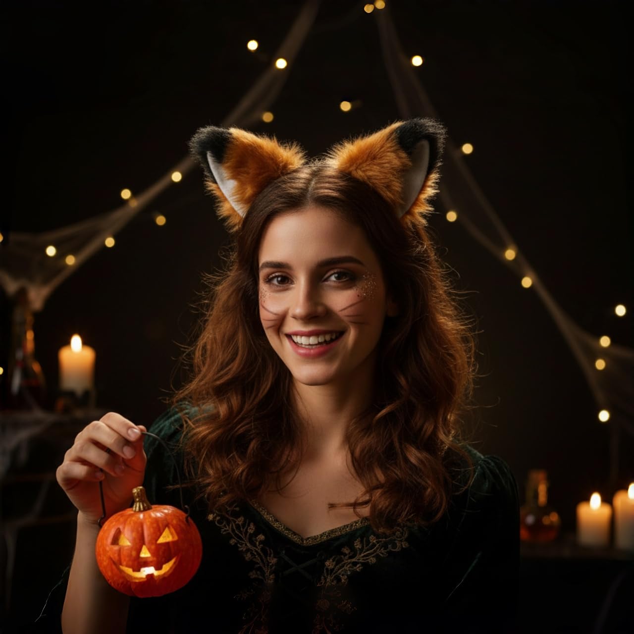 Lot de 2 Serre-Têtes à Oreilles de Renard en Peluche Fournie, Joli Sceau à Cheveux à Oreilles d’Animal, Accessoire de Déguisement Cosplay Renard pour Halloween