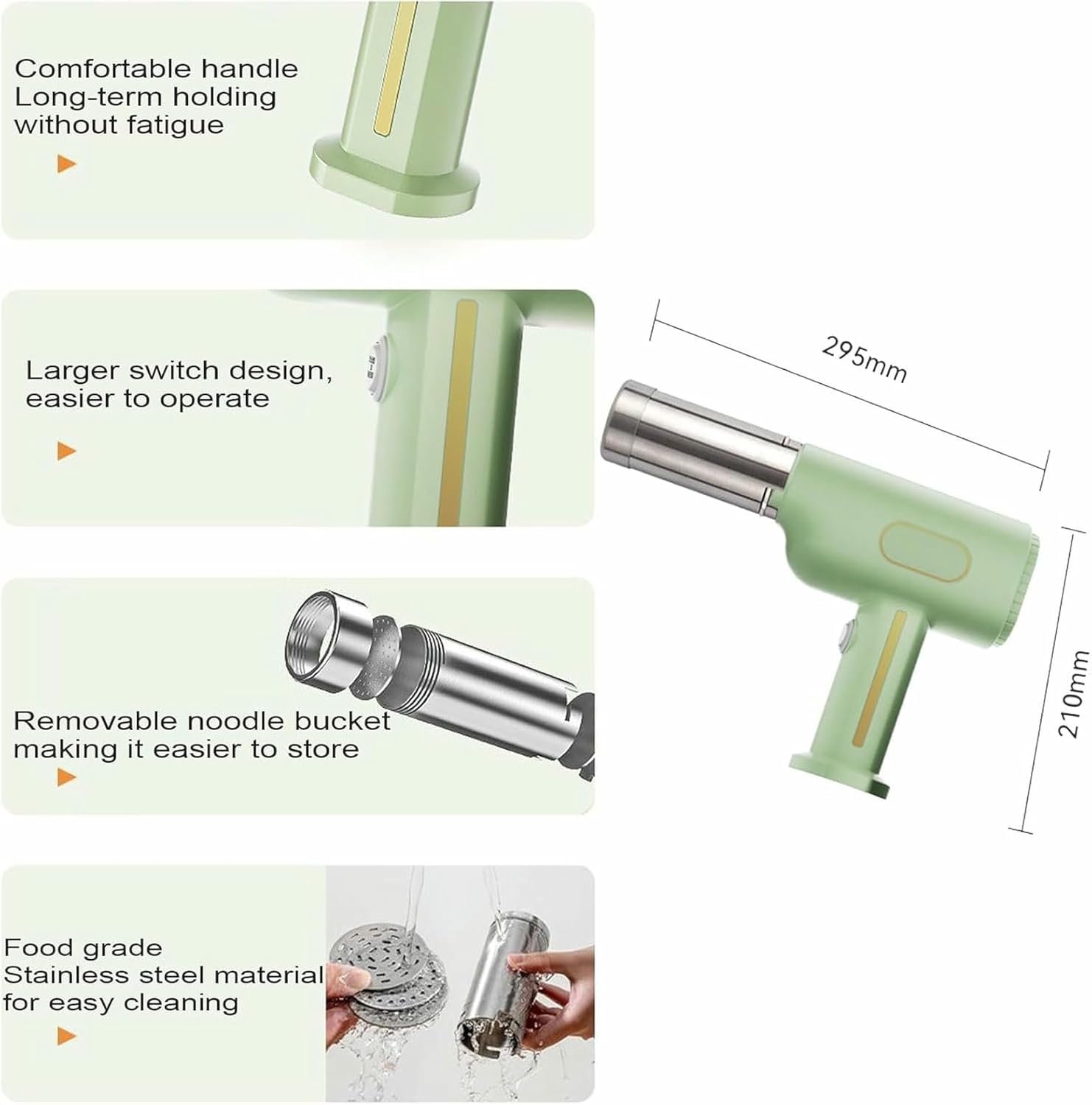 Homemade Ramen Spaghetti Maker - 5 in1 Portable Handheld Noodle Maker with Shaping Molds, Automatic Noodle Maker Cordless Pasta Machine for Restaurants Kitchens Canteens