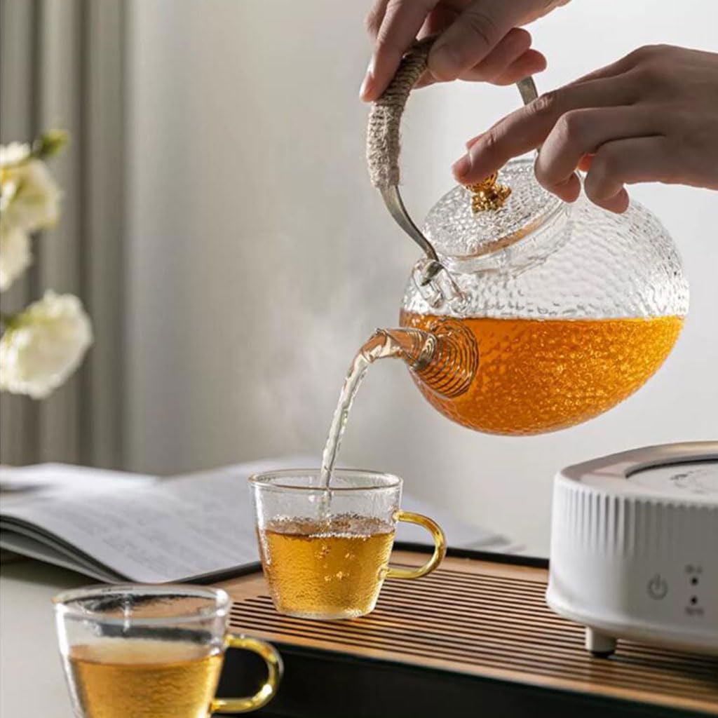 Exquisite Elektrische Keramik-Teekanne, Transparenter Glas-Teebereiter Mit Sieb, Großes Fassungsvermögen, Praktischer Teekessel,Without Cup-700ml