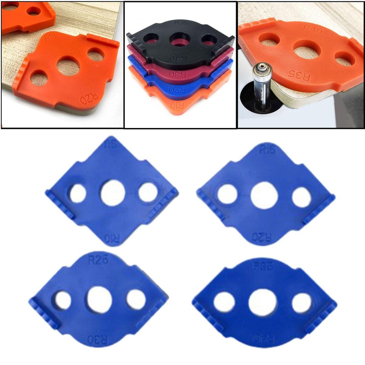 4x Router Corner Jig Routing Rounded Corners Router Bit Templates Blue ...