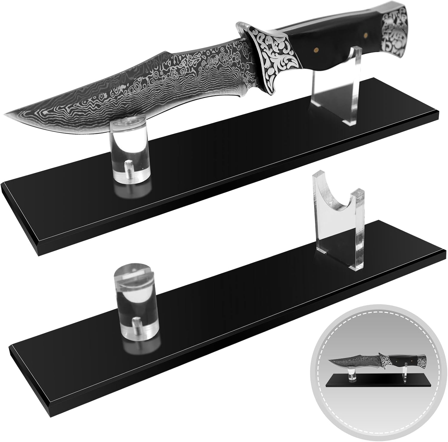 Knife Display, Natural Walnut Wood Single Knife Display Stand, Desktop Knife Holder Case for Fixed Blade Knife Collection for Displaying Knives Decor