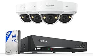 Reolink 4K Security Camera System, 4 Cameras, 8CH NVR, 2TB HDD, Vandalproof, Weatherproof