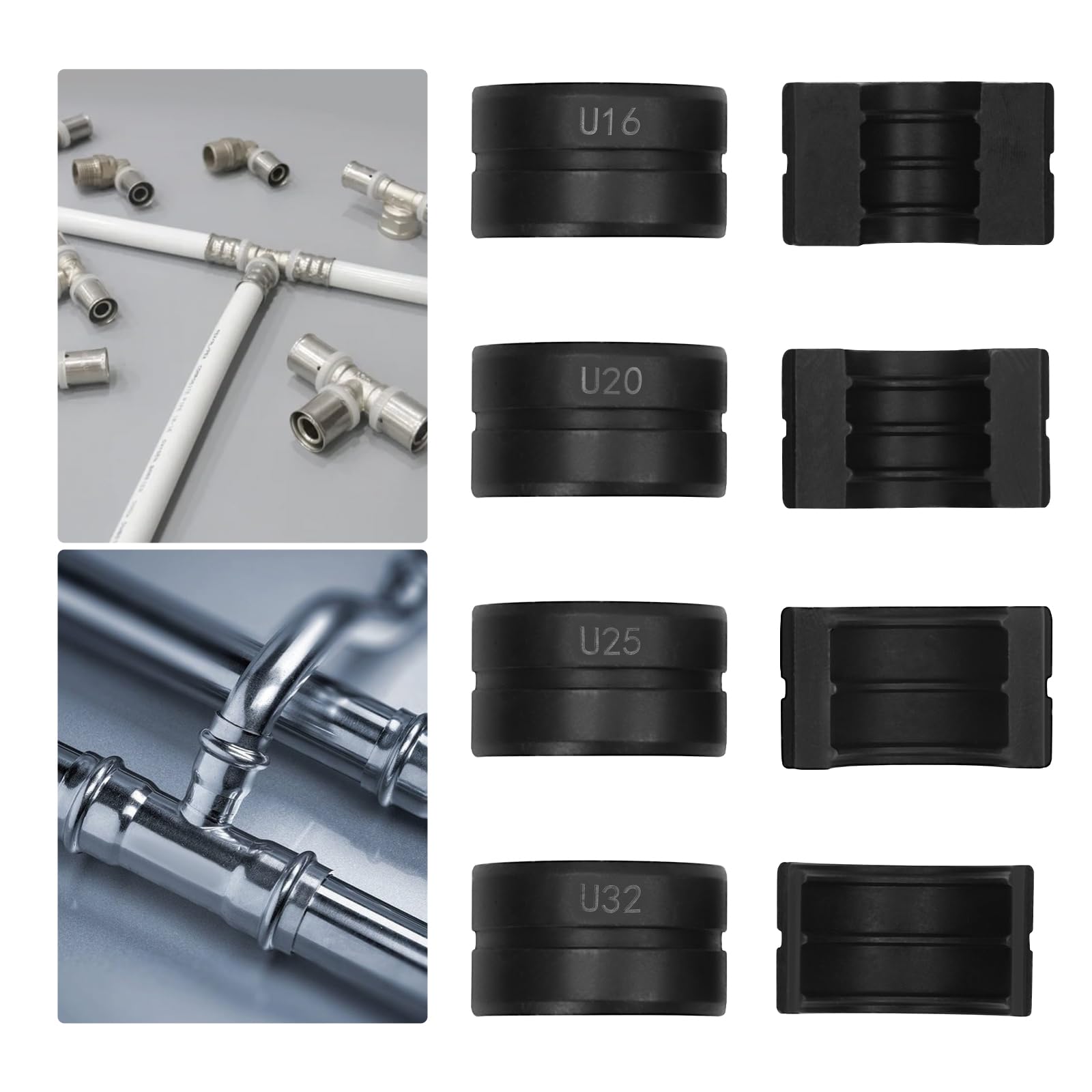 Pinza di pressatura 16~32 con profilo a U, adatta per tubi da 16 mm, 20 mm, 25 mm e 32 mm. Gli accessori della pinza di pressatura sono adatti per la pressatura di tubi PEX e PB