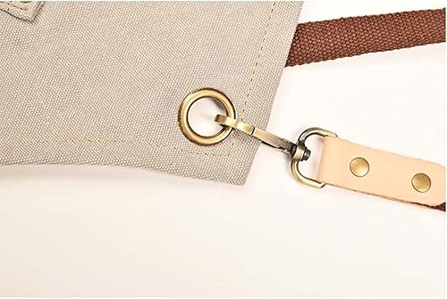 Miniatura 3 de Delantal de lona de trabajo, delantal ajustable duradero con múltiples bolsillos para carpintería, chefs, peluqueros