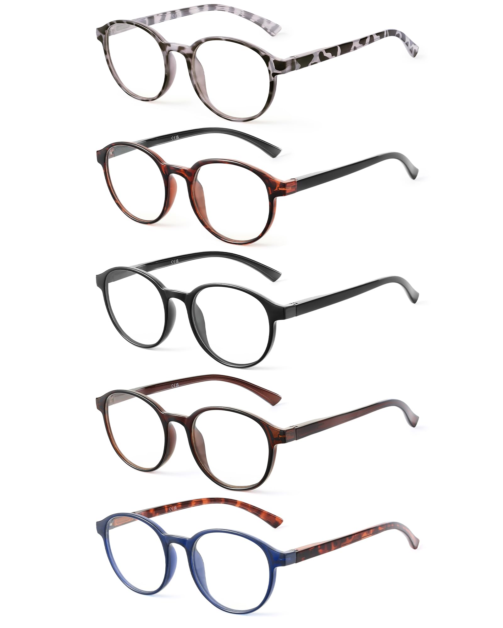 JOLISU 5 Pack Reading Glasses For Women,Blue Light Blocking Computer Reader Spring Hinge Eyeglasses