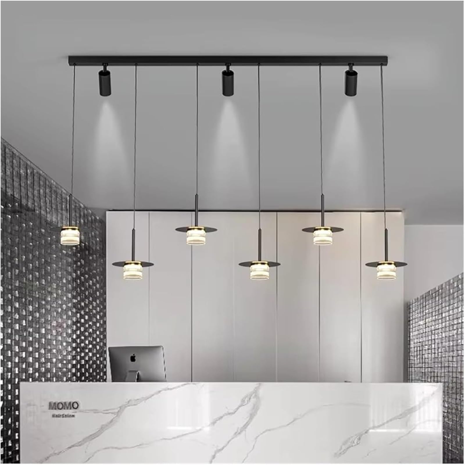 FZQSXAZU Pendant Light Ceiling Shade LED Chandelier Modern Hanging Lamp Decorative Indoor for Dining Room Living Bedroom Kitchen Interior Light(RC Remote dimming 6 Heads)