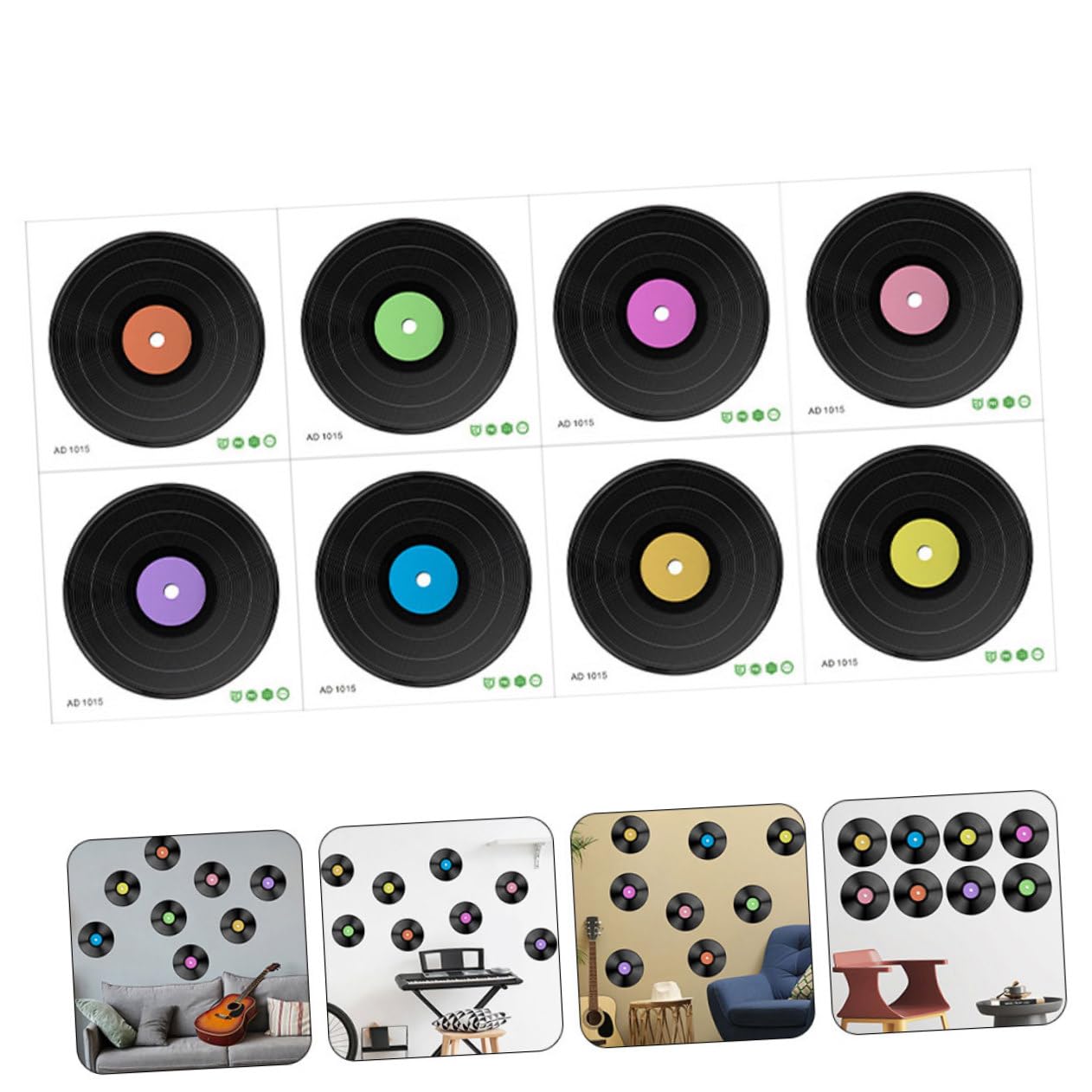 Tofficu 3 Set Adesivo Da Parete Per in Vinile Musica Adesivi Festa Anni '80 Documentazione Coperture Gioia Decorazione Della Parete Cd Decorazione Di Da Parete Estetico Pvc