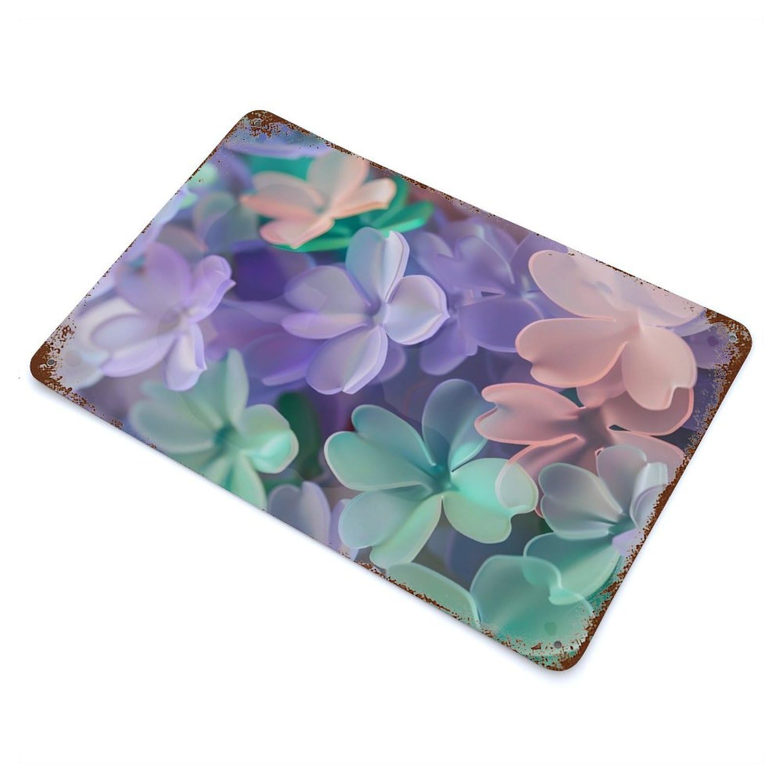 Blur Flower Wallpaper 11.8"x7.9" Vintage Rust Metal Sign, Decorative Metal Wall Art for Farmhouse, Kitchen And Entryway Decor