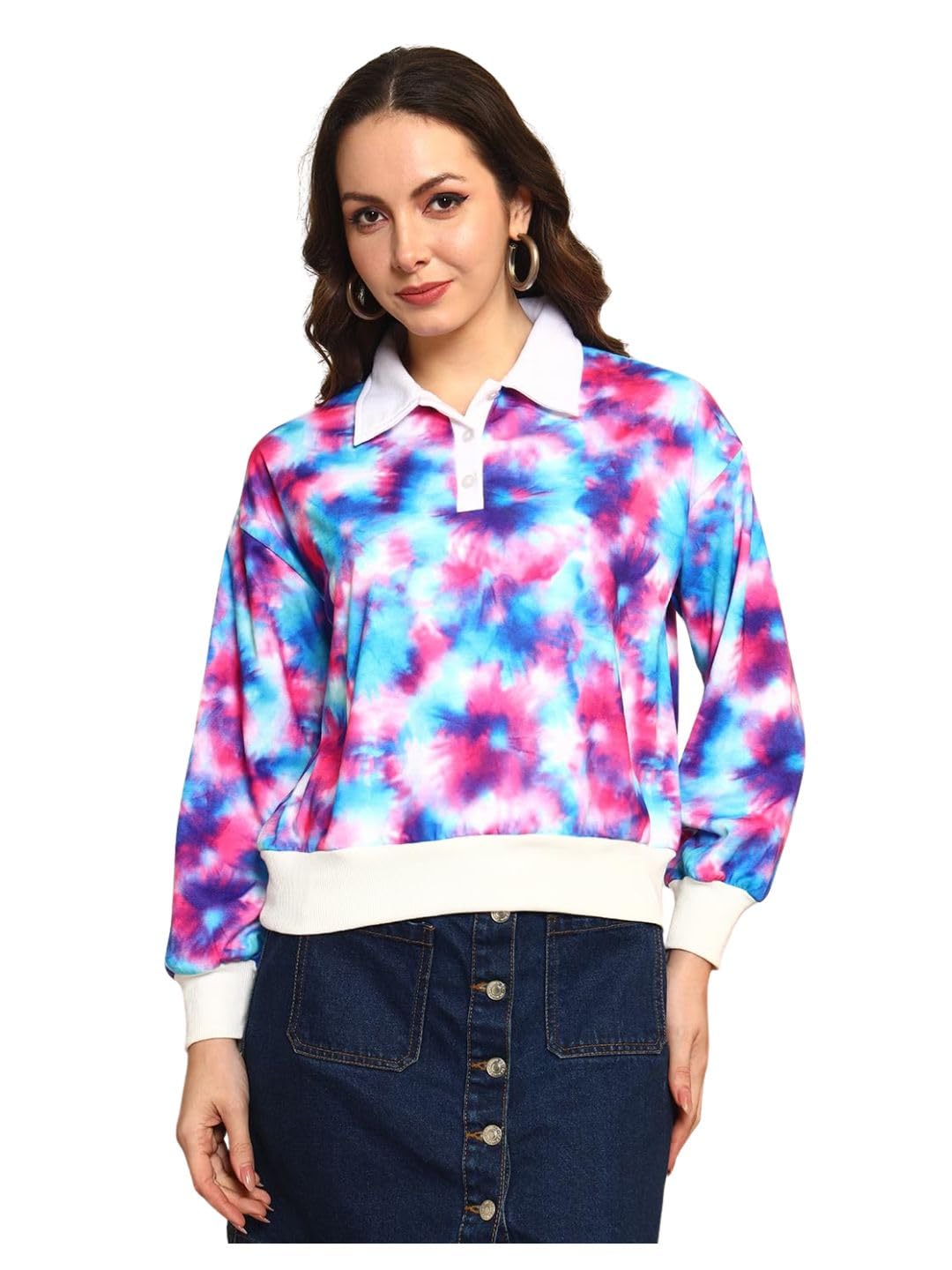 Women's Printed Multicolor Full Sleeve Sweatshirt - Fleece Blend Sweatshirt for Women Soft & Breathable & Comfortable Outfits for Office, Casual, Festive & Party (11801)-image-22