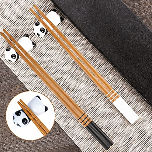 Panda Ceramic Chopsticks Holder, Bamboo Shape Alloy Chopsticks Gift Set, Reusable Chinese Style, Classic Style in Elegant Box Gift Box (2 Pairs) - Image 5