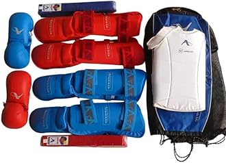 Sohan Sports - WKF Approved Martial Arts Karate Safety Kit Pack of Chest Guard, Shin Guard, Hand Gloves, Belts, (L)