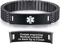 Vista 71 de Pulseras médicas de alerta ajustables AOAMID para hombres, pulseras de acero inoxidable para mujeres con grabado gratis