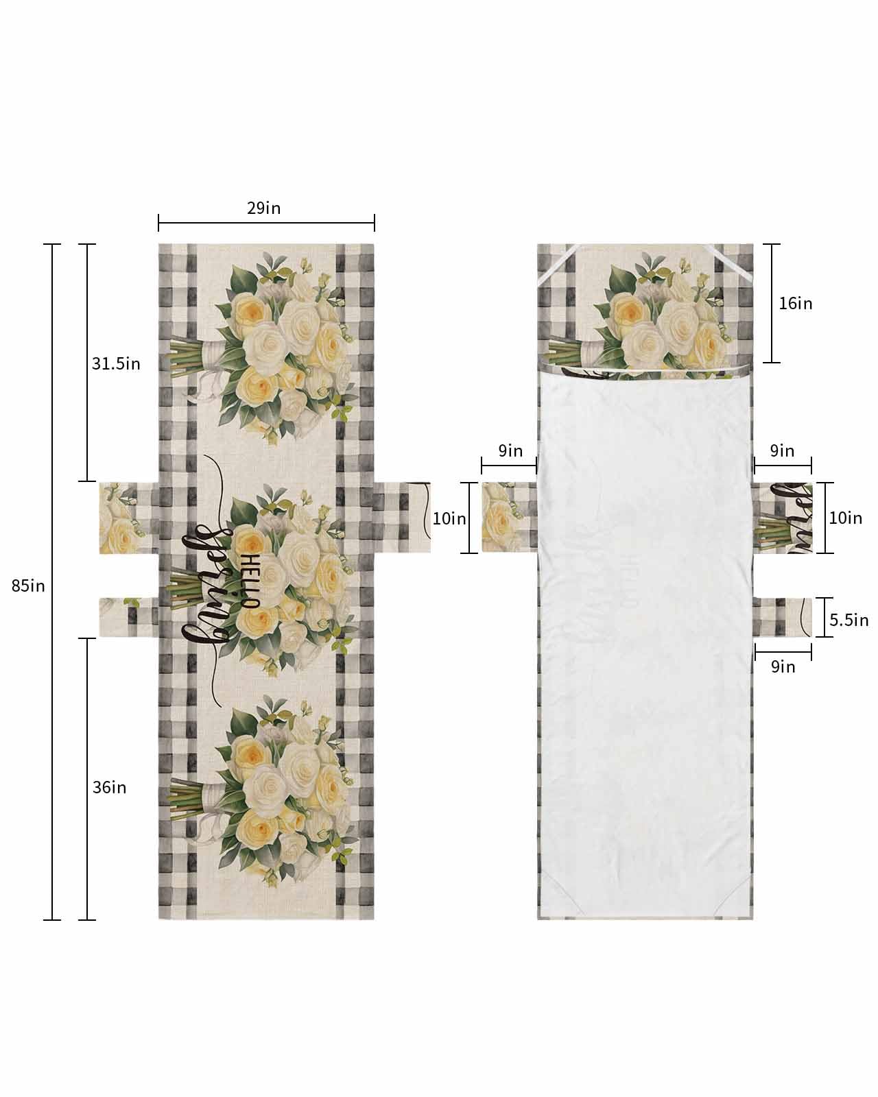 Spring Floral Beach Lounge Chair Towel Cover, Soft Chaise Lounge Towel with Side Pockets Patio Pool Chairs Cover for Beach/Pool Sunbathing 29x85 Summer Botanical Flowers Black White Plaid