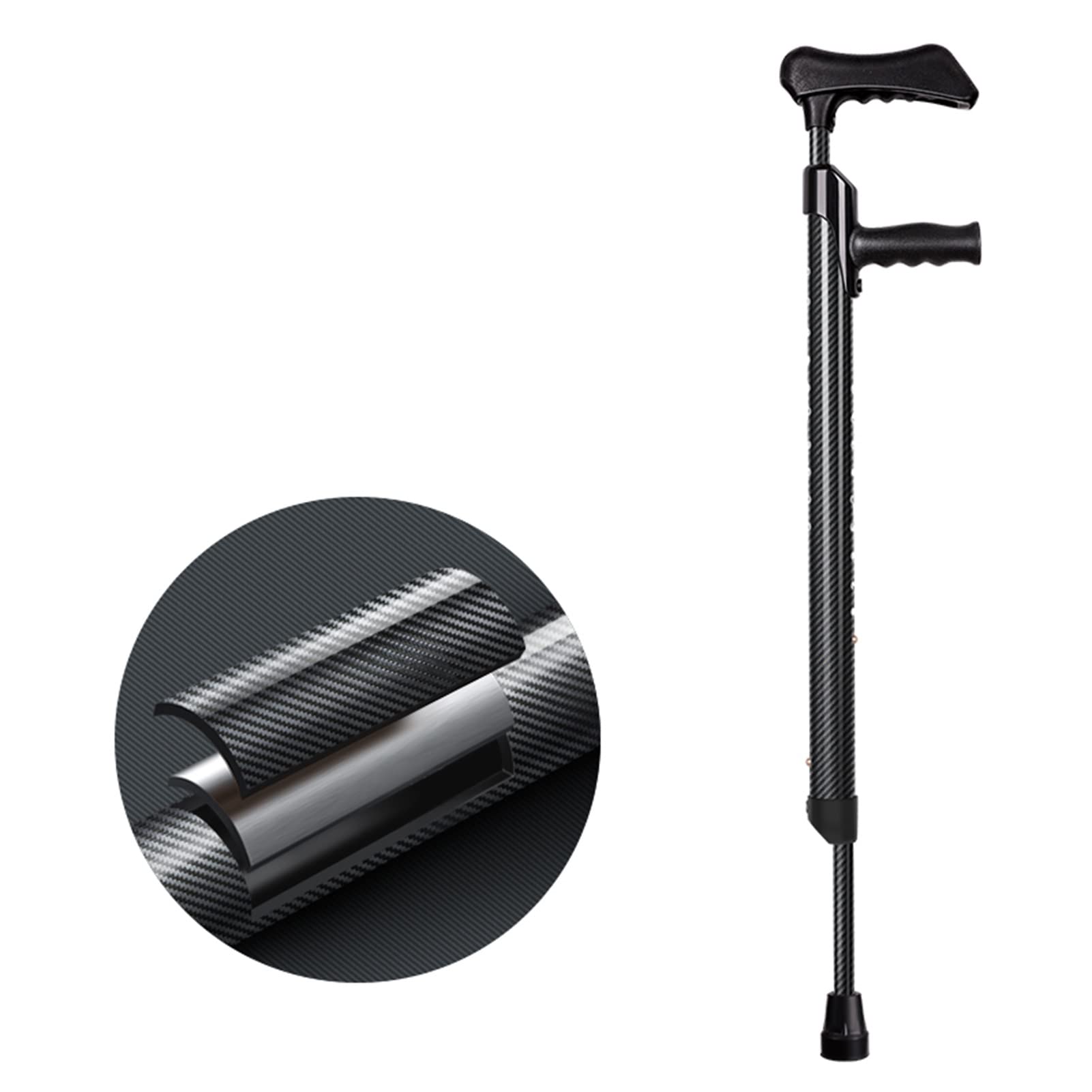Stampelle ascellari alla Moda per Adulti, stampelle a Forma di F, stampelle in Alluminio Leggero, Altezza Regolabile, Impugnatura ergonomica, Nero (Size : 1unit)