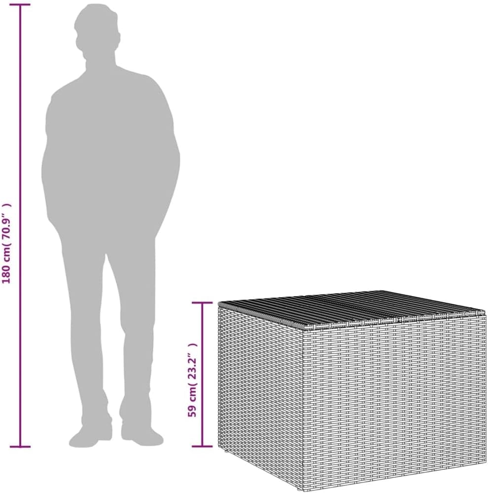 Garden Storage Box Mix Beige PE Rattan Large Garden Storage Box Deck Chest Outdoor Container for Balcony Deck