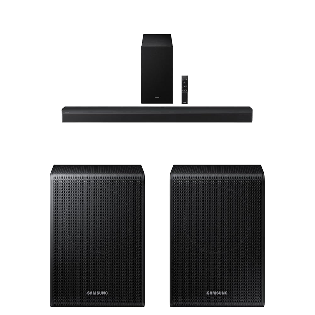 Samsung B-Series Soundbar HW-B750F 5.1 ch Subwoofer (2025 Model) Voice Enhance Mode, Q-Symphony, Adaptive Sound + Samsung 9250S Wireless Rear Speaker Kit, Black (SWA-9250S/ZA, 2025)