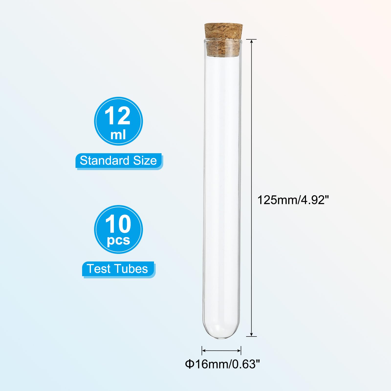 PATIKIL Tubi Prova 10 Ml, 20Pz 3.94x0.63" Contenitori Provette Vetro - 13