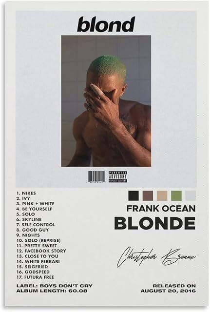 WANGS Frank Ocean Poster Blonde Album Cover Music Posters for Bedroom Aesthetic Decorative Painting Canvas Wall Art Living Room Posters Bedroom Painting 12x18inch(30x45cm)