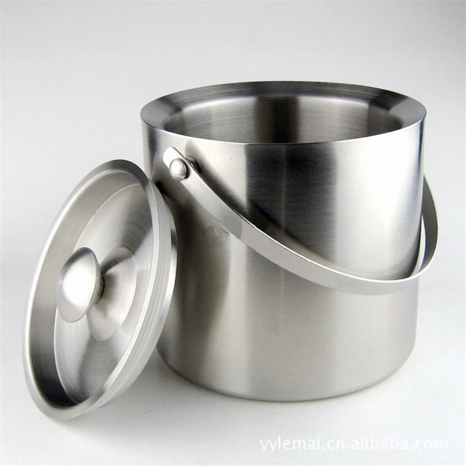 secchiello per ghiaccio Secchiello per ghiaccio portatile in acciaio inossidabile Secchiello per ghiaccio per vino e champagne Secchiello per ghiaccio a doppio strato con coperchio Bar Party Home