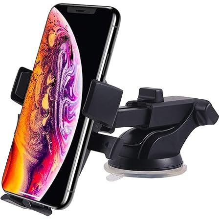 Amazon 車載ホルダー スマホホルダー 伸縮アーム 粘着ゲル吸盤式 取り付け簡単 360度回転可能 片手操作 多機種対応 ブラック 携帯電話ホルダー 車 バイク