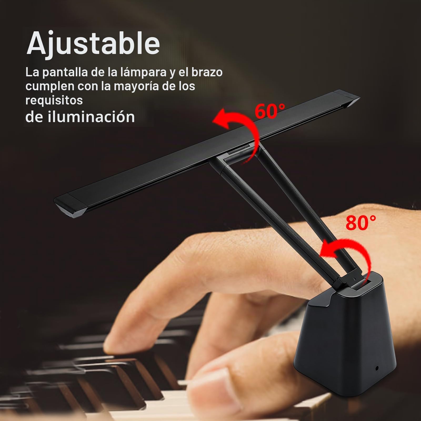 Luces LED profesionales de piano para piano vertical, lámparas de piano con luz ambiental, función de memoria, cuidado de los ojos, 5 niveles de temperatura de color, 5 niveles de atenuación
