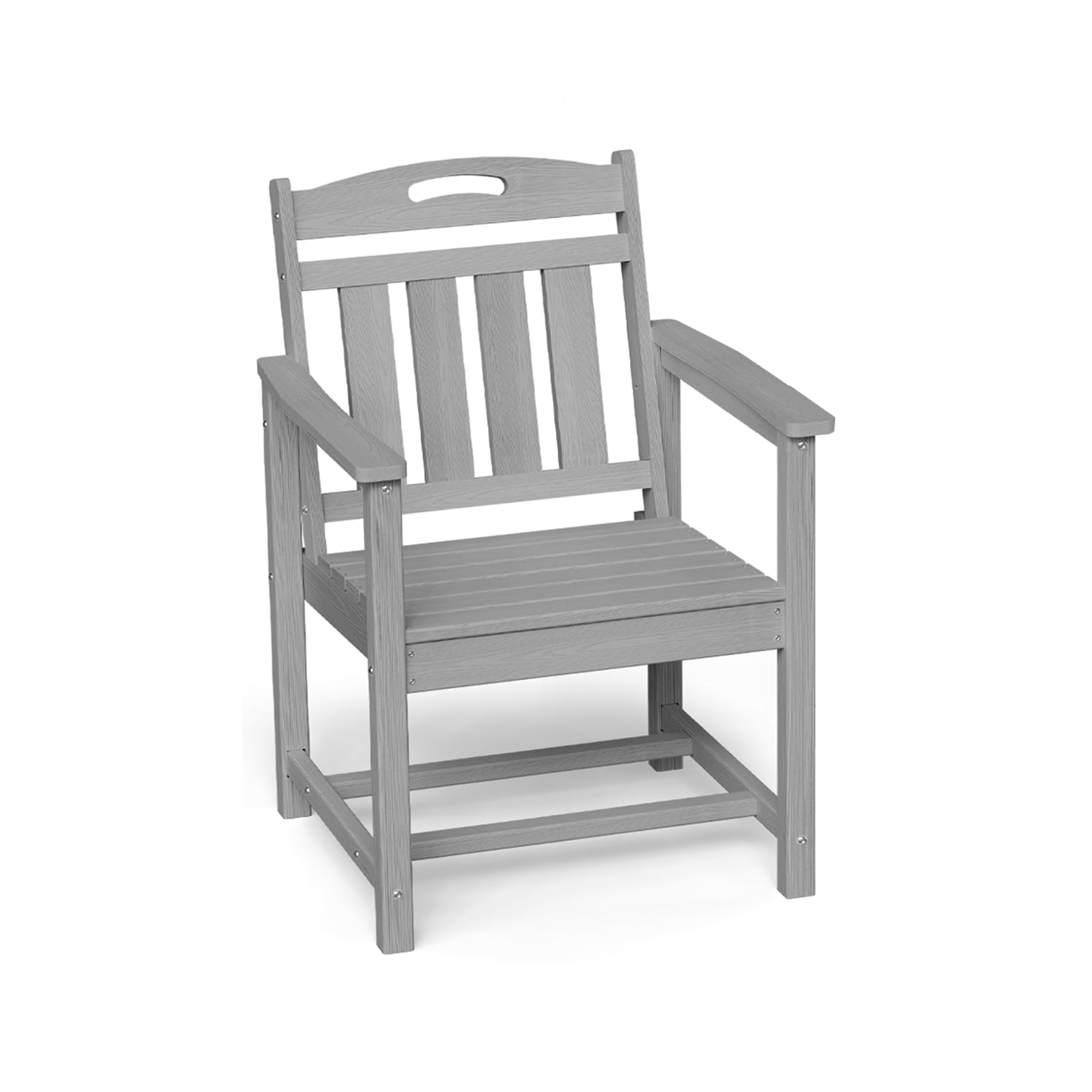 Outdoor Patio Dining Chair, HDPE Porch Chairs for Dining Table, All-Weather Durable Outdoor Furniture for Backyard, Garden, Lawn & Poolside, Grey