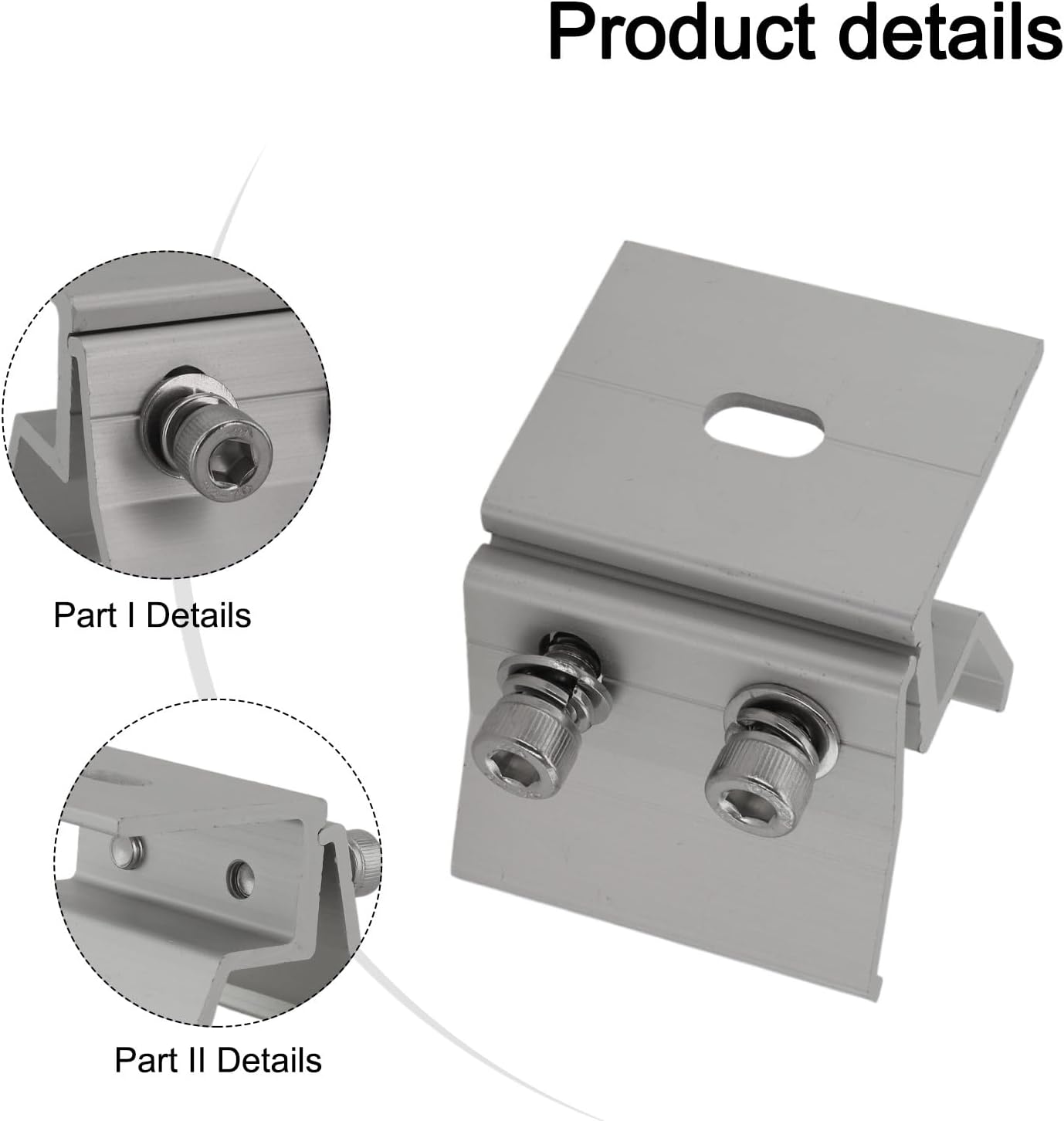 Aluminum Standing Seam Clamp for Solar PV Mounting on Folded Sheet Metal Roofs, Stainless Steel Screws Included, Pre-Assembled Brackets for Photovoltaic Installation