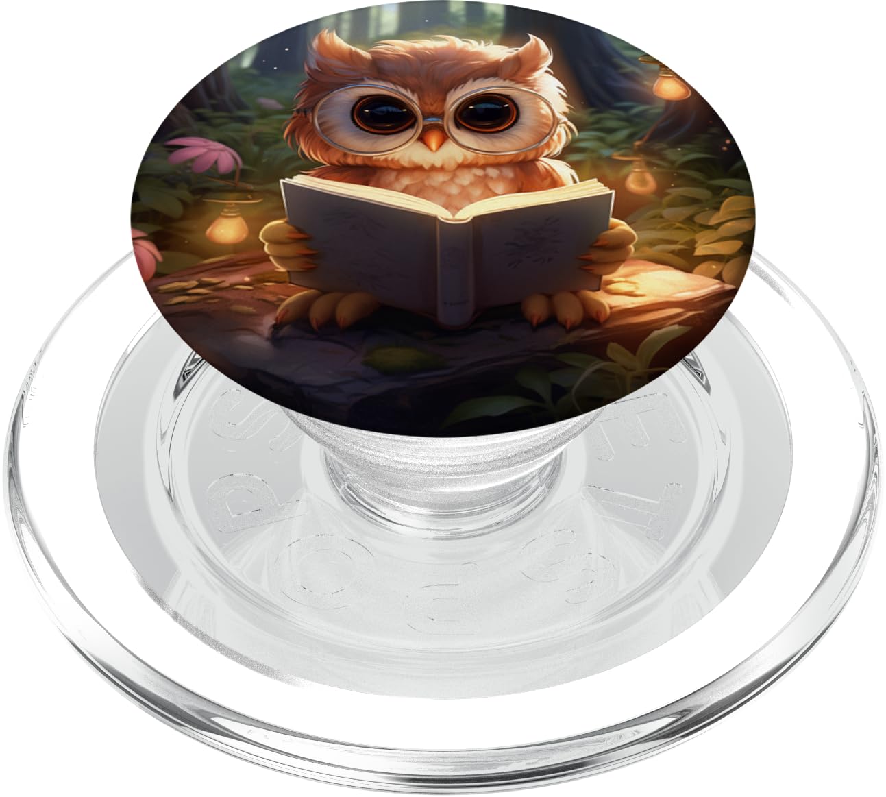 Cute Owl Cartoon Watercolor || Flower book, reading books PopSockets MagSafe PopGrip for iPhone