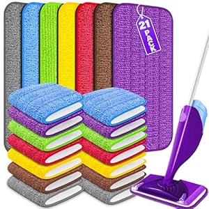 Reusable Mop Pads for Swiffer WetJet, Wet Pads Refills for Swiffer Wet Jet Spray Mop, Microfiber Mop Refill Pads Machine Washable Up to 100+ Wet Dry Cleaning for All Kinds of Floor Types, 21 Pack