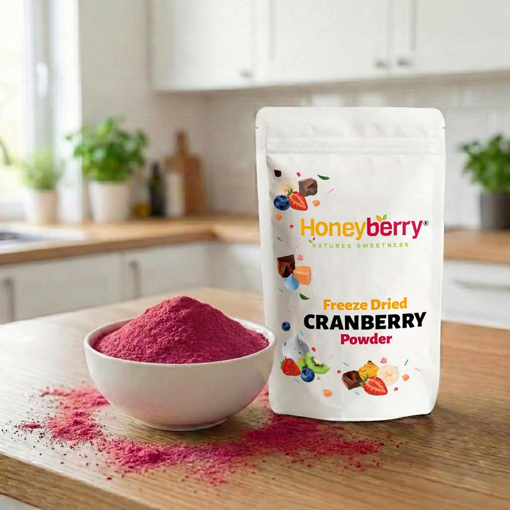 Polvo de Arándano Rojo Liofilizado 250g — Cranberry en Polvo — Fruta Liofilizada en Polvo sin Azúcar — Colorante Natural Rojo — Para Repostería, Batidos, Yogur, Muesli y Postres
