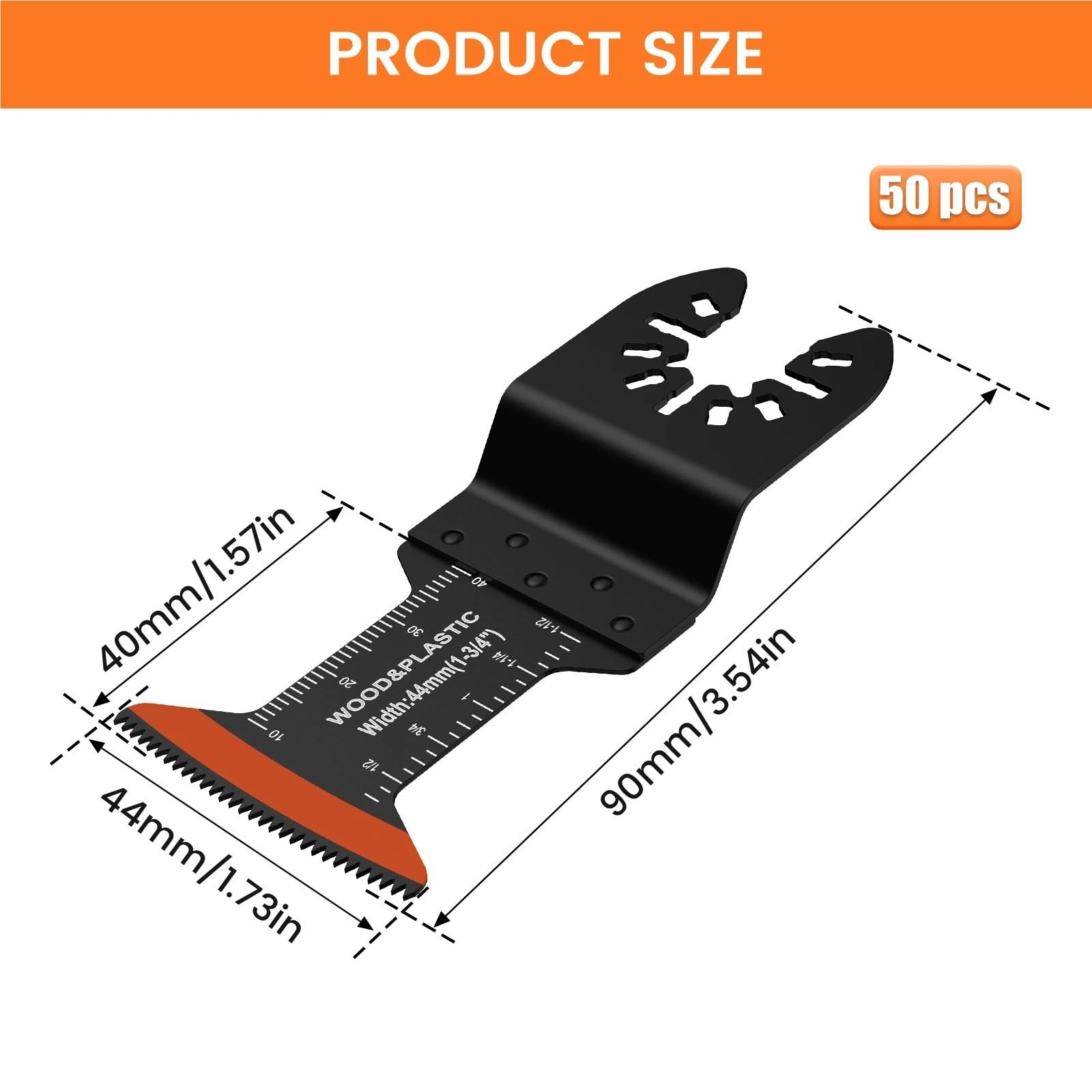 Paquetes De 10/20/50 Hojas De Sierra Oscilante De Acero Al Carbono De 44 Mm Con Filo Curvo For Multiherramienta. Hojas Oscilantes Afiladas Y Resistentes Al Desgaste.(50 Pcs)