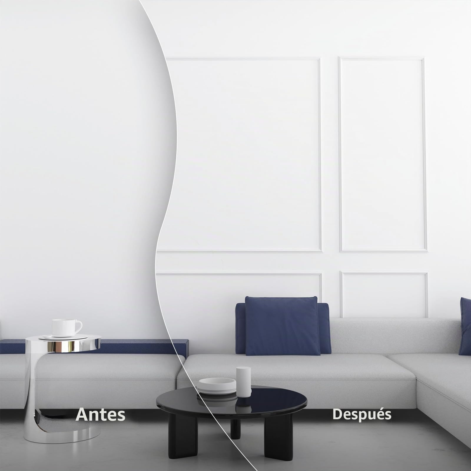 Kit Molduras de Pared Autoadhesivas 6 Marcos, Paneles Decorativos Pre Cortados para Decoración de Pared Interior, Molduras Estilo Marco DIY para Salón Dormitorio Pasillo Pared de Acento
