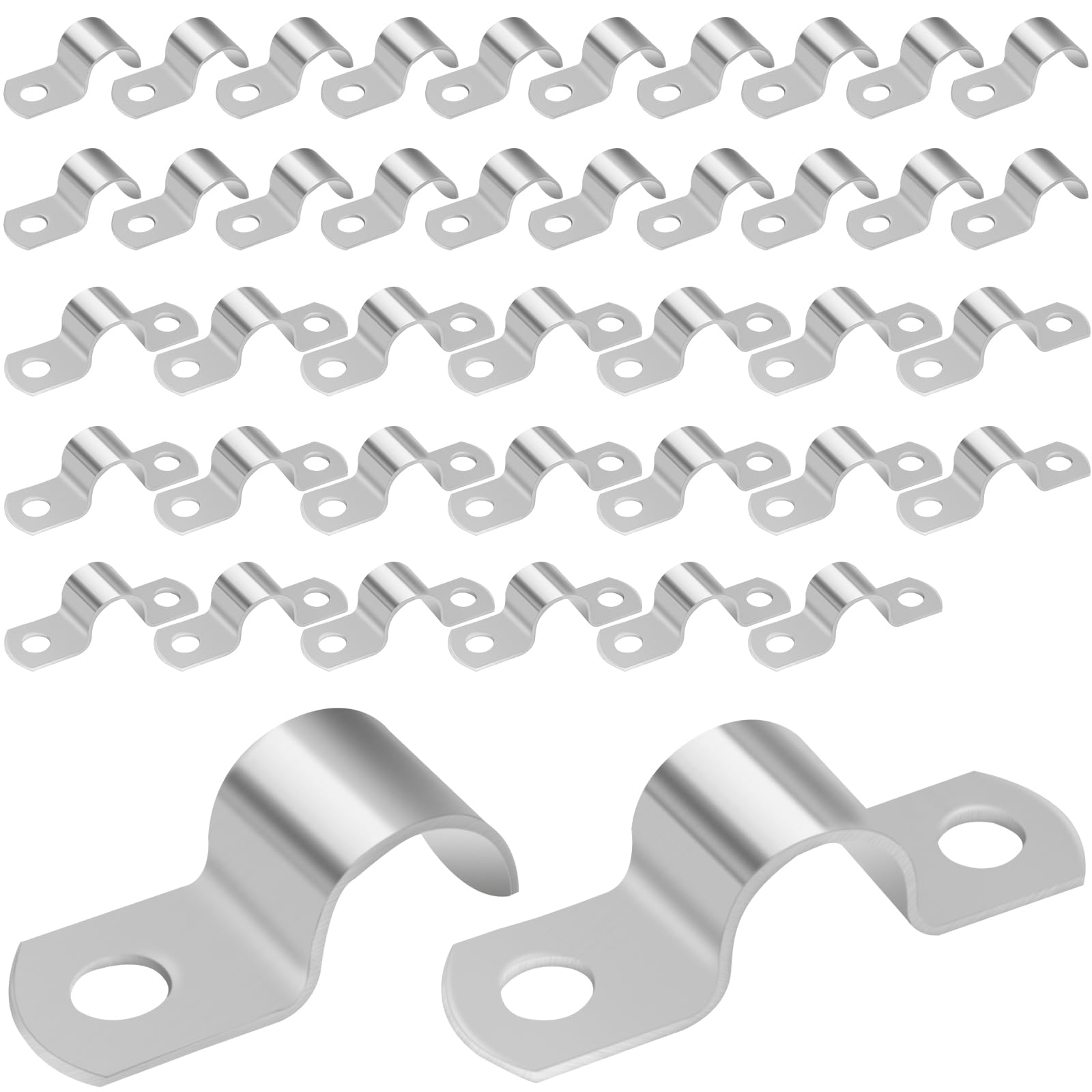 40 Pcs Metal Cable Clamps, M16 U Little Pipe Clamps, 304 Stainless Steel U Pipe Brackets, Fixing Hose Buckle