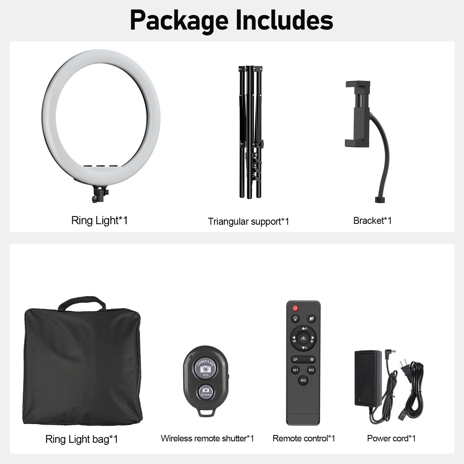 Hagibis 21 inch Ring Light with Stand Outer 55W 5600k Dimmable LED Light, Tripod Stand,and Phone Holder，Remote Controller,Carrying Bag ，CRI 97+ 2540lux, for Streaming Home Office Zoom Call Lighting