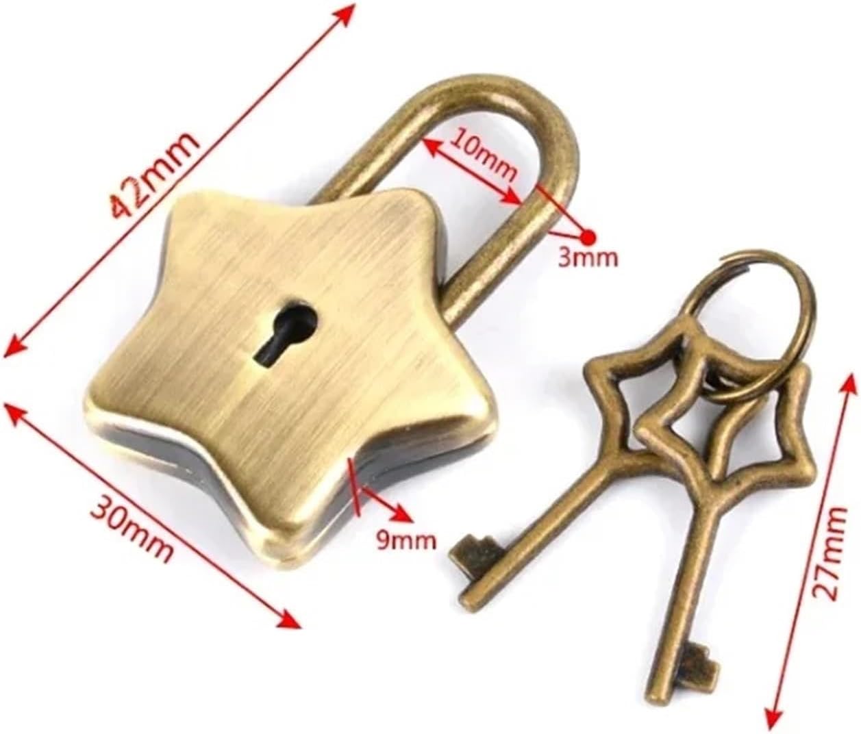 Colorful Star Padlock Key Lock for Lover Pray MS538 H 1Pcs(Silver)