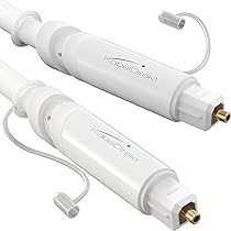 KabelDirekt – Cavo TOSLINK, cavo audio ottico con perdita di segnale dello 0% e cappuccio protettivo – 1 m – Fibra ottica (S, PDIF, soundbar, amplificatore, XBO, PS, bianco)