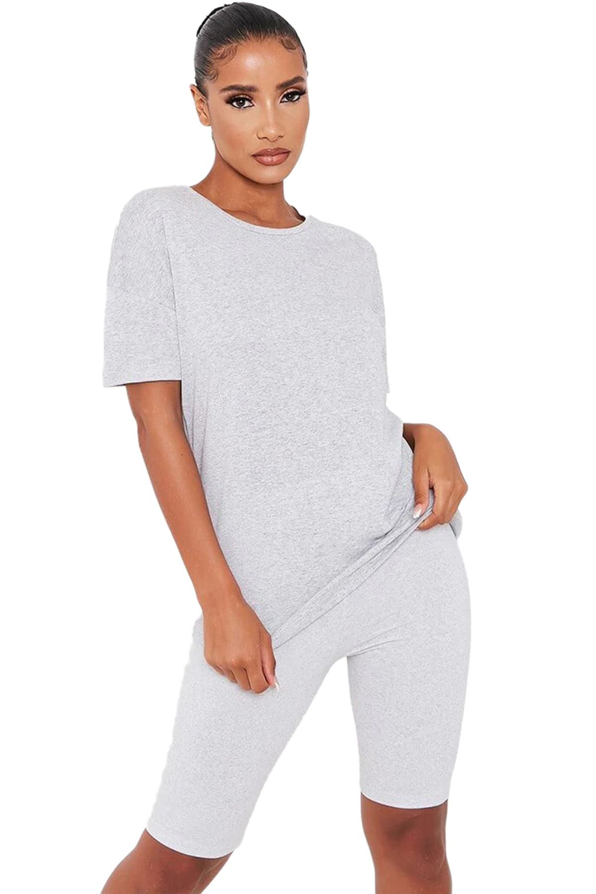 Crazy Girls Girls Grey Crazy Womens Cycling Shorts Set Loungewear, Sm (Uk 8-10)