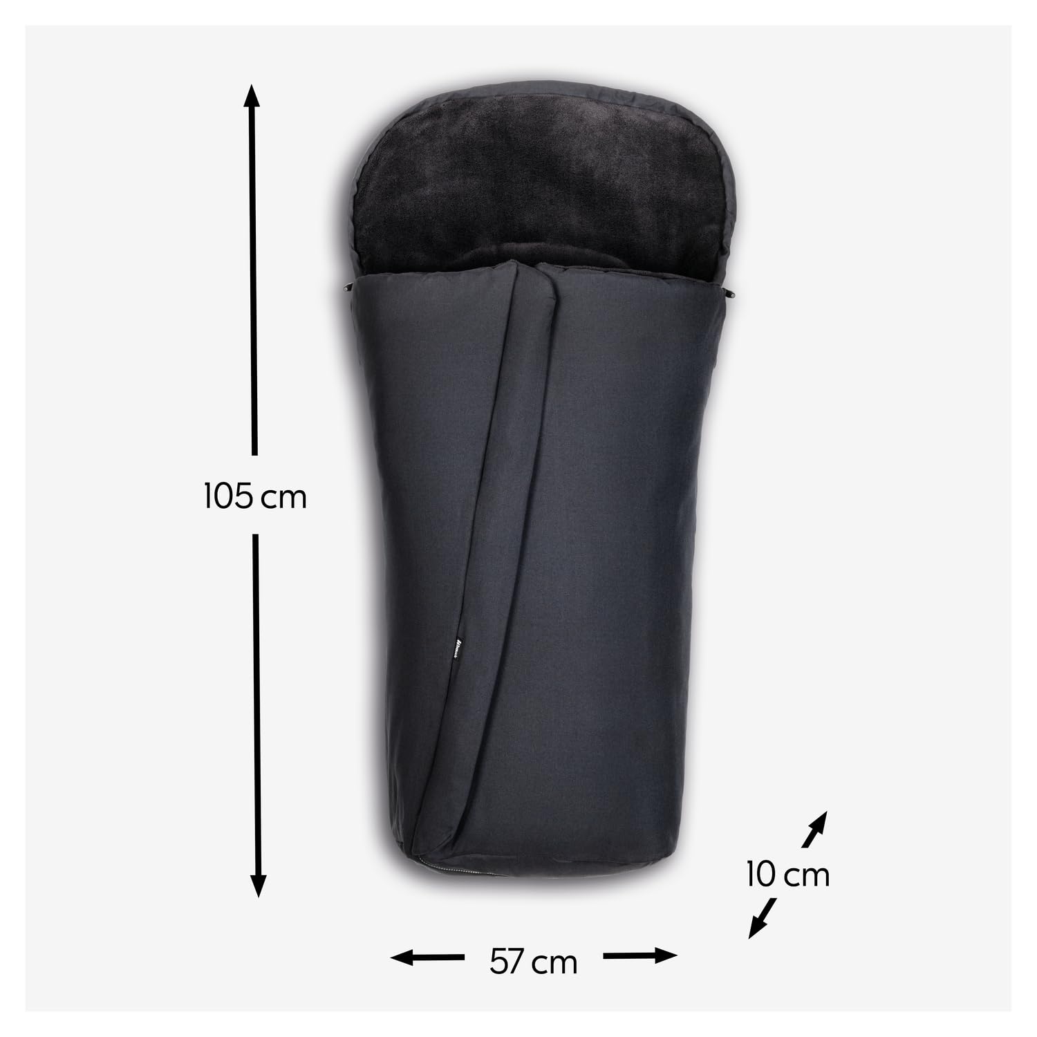 hauck Universal Fußsack für Buggys, Kinderwagen & Fahrradanhänger, Warm mit Fleece Innenfutter, Anti-Rutsch, 2 Wege Reißverschluss, Schwarz