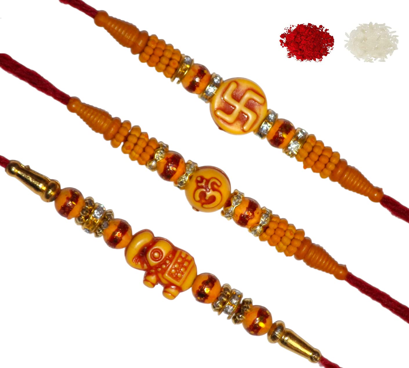 Nemi Enterprises Multicolour Pearl With Daimond Ring Set Of 3 Multicolour Rakhi For Family Rakhi With Roli Chawal(NE 172) (B0CF9XVWQN) Amazon Price History, Amazon Price Tracker