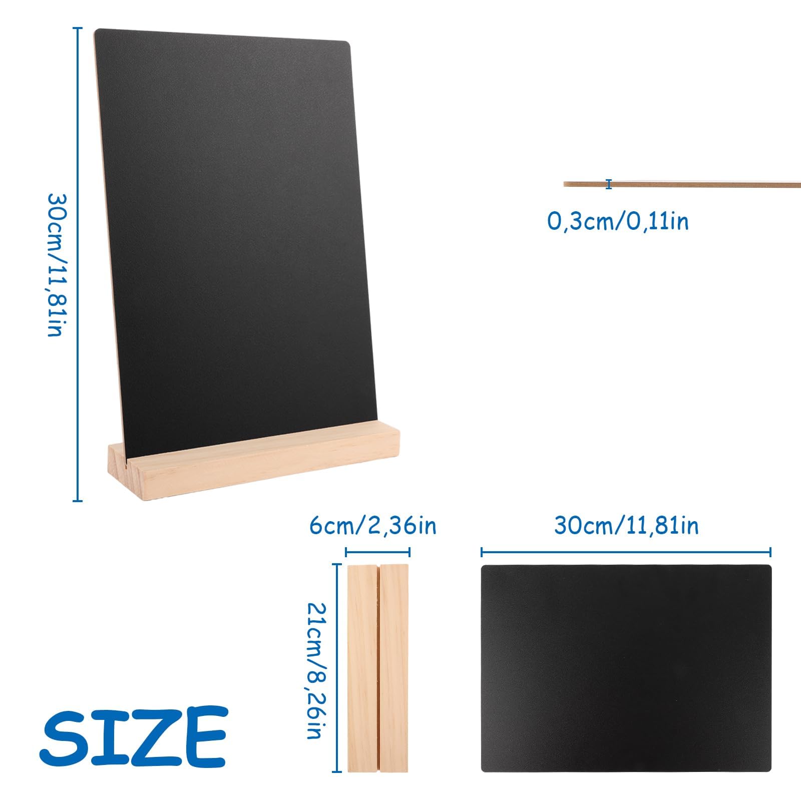 JMIATRY 6 sztuk tablic w formacie A4, 30 x 21 cm, tablice do opisywania, ekspozytory stołowe, mini tabliczki bufetowe, na wesele, do restauracji