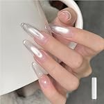 GAOY Glassy Gel d'oeil de chat en polonais, 16ml Gel Holographique Glitter avec aimant, translucide réfléchissant UV Gel, 2341 Lumière de la lune argentée