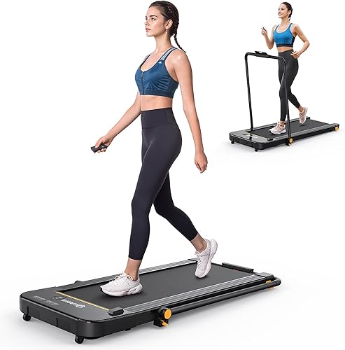 UREVO - Caminadora eléctrica plegable 2 en 1 para debajo del escritorio, 2.5 HP, máquina de correr eléctrica plegable para oficina en casa con