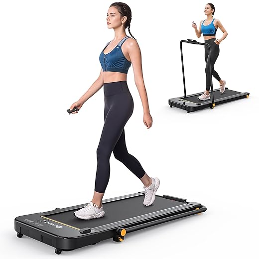 UREVO 2 in 1 Under Desk Treadmill, 2.5HP Folding Electric Treadmill Walking Jogging Machine for Home Office with Remote Control