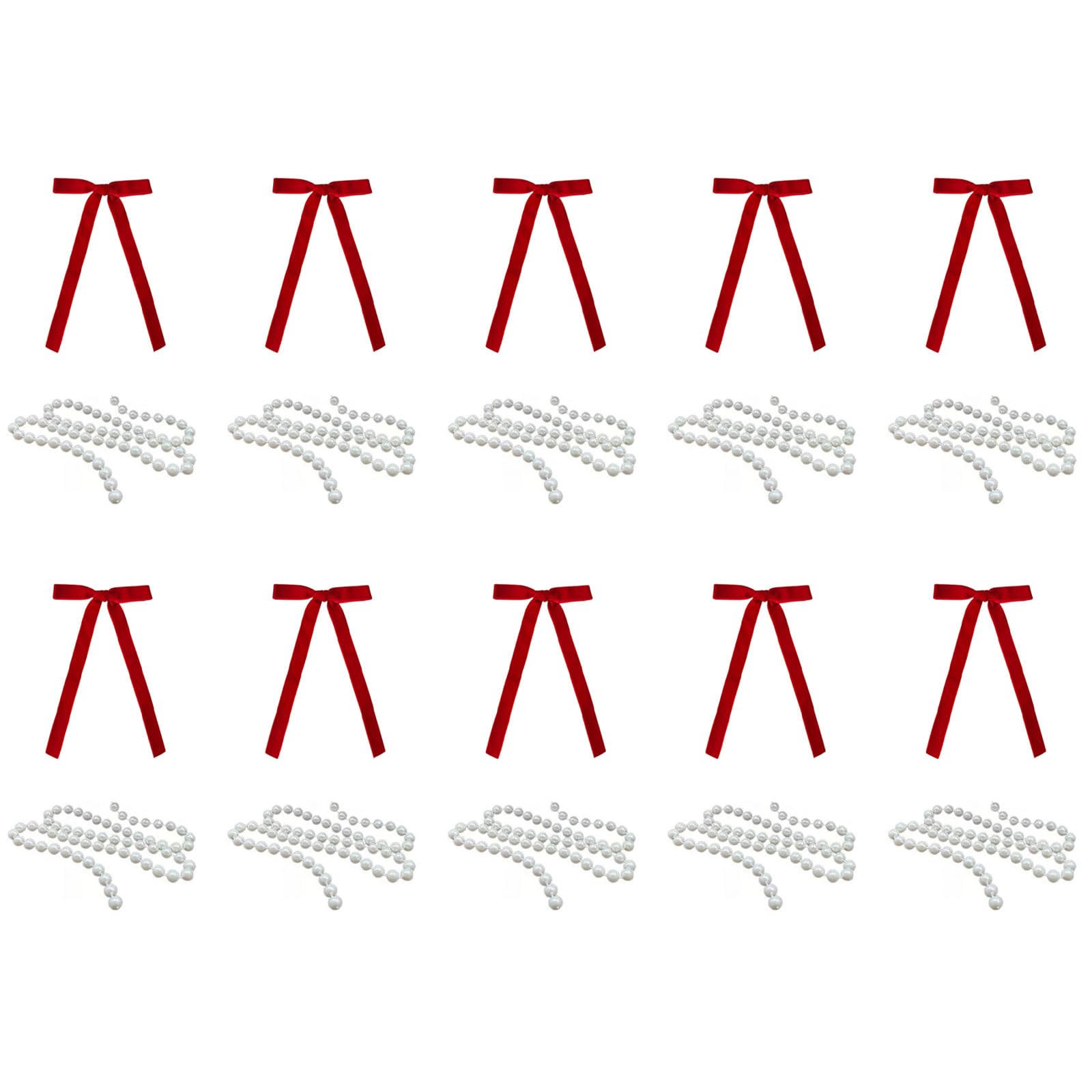 Limtula 20 Christmas Tree Window Decoration Velvety Bows Ties with Sturdy Pearls Chains 20pcs Velvety Ribbon Hanging Ornaments